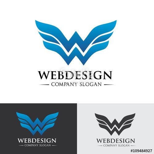 Website Vector Logo - w letter logo. Wing logo. web design logo template. media logo