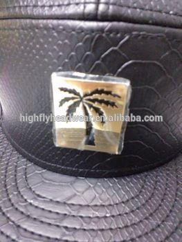 Snake Skin Logo - Palm Tree Metal Plate Logo Snake Skin Leather 7 Panel Snapback Cap ...