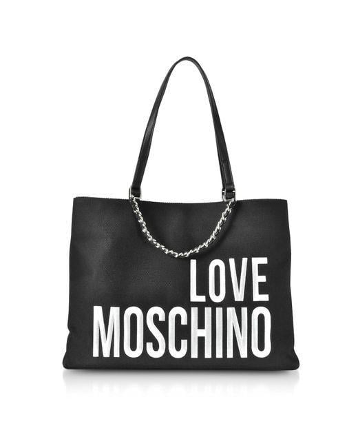 Maxi Logo - Love Moschino Canvas Tote Bag W/ Maxi Logo in Black - Save ...