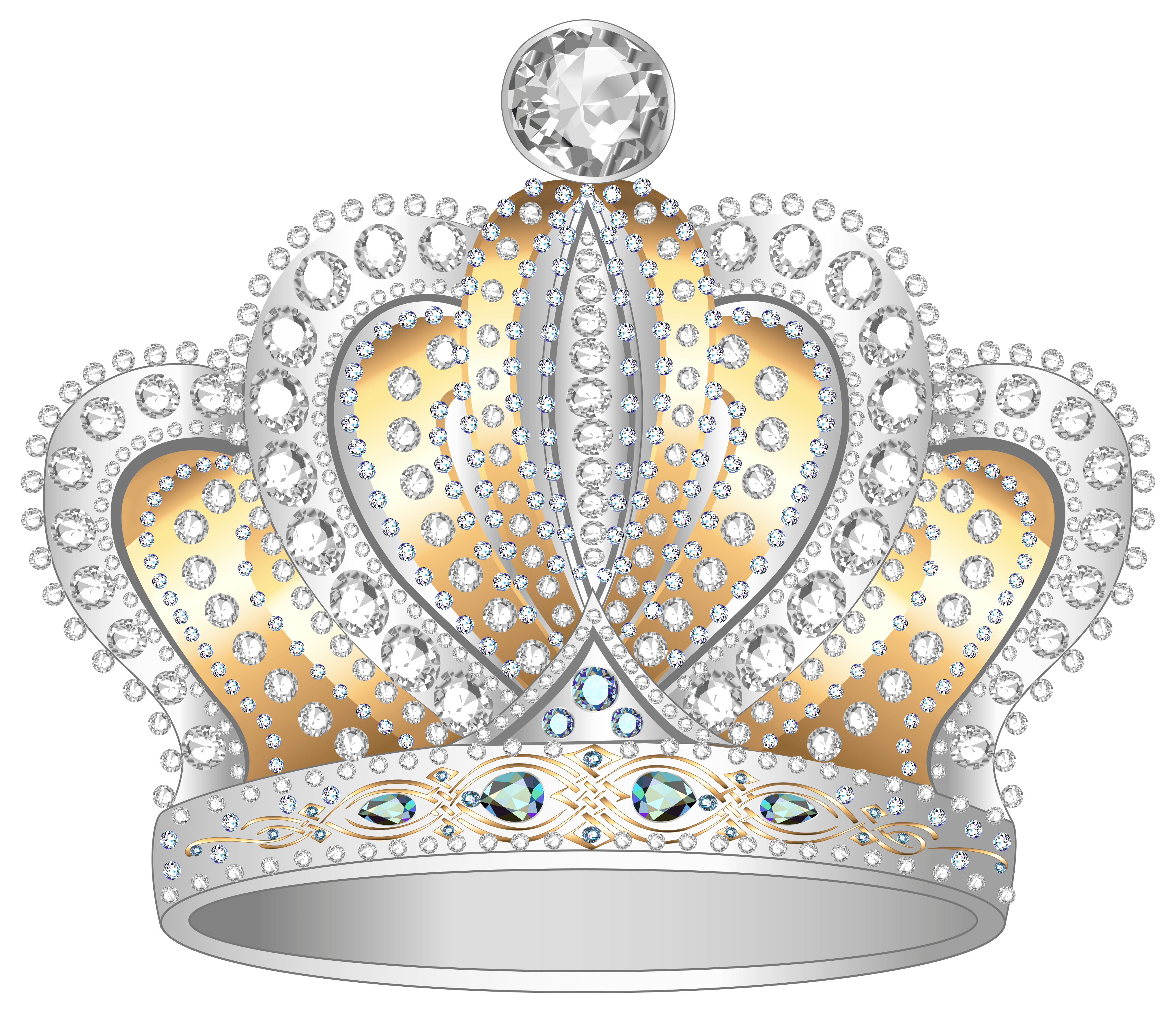 Silver Diamond Crown Logo - Silver Gold Diamond Crown PNG Clipart Image