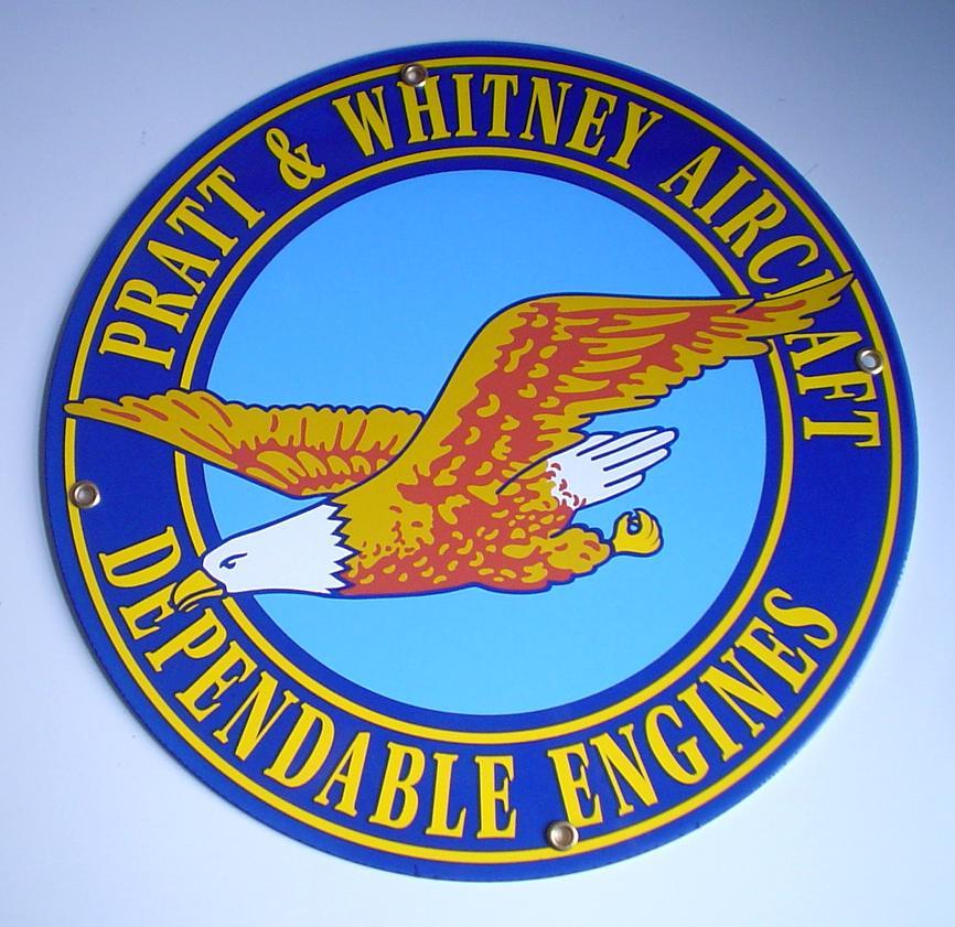 Pratt and Whitney Old Logo - Collectible Aviation Signs. Poecelain Enameled Pilot Signs