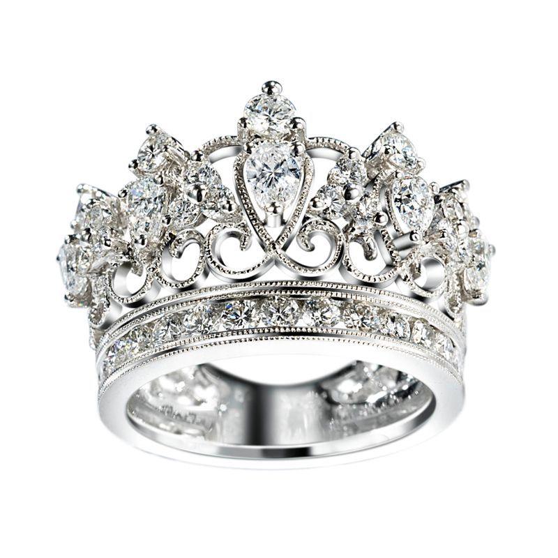 Silver Diamond Crown Logo - Detailed design silver and diamond Crown ring. Adorn Me w