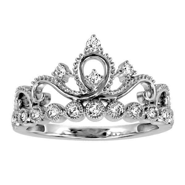 Silver Diamond Crown Logo - 10kt White Gold Diamond Crown Ring RIN-LDI-2645