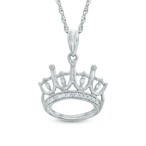 Silver Diamond Crown Logo - 20 CT. T.W. Diamond Crown Pendant In Sterling Silver. Diamond