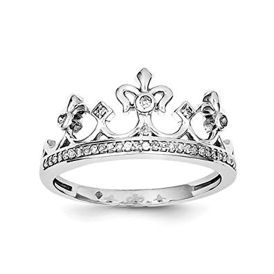 Silver Diamond Crown Logo - Sterling Silver Diamond Crown Ring for Women 0.12ct