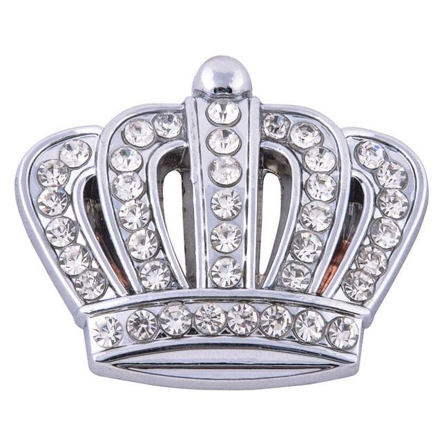 Silver Diamond Crown Logo - Car DIY Silver Sticker Rhinestone Metal Crown Emblem Auto Side Badge
