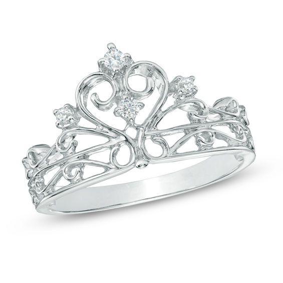 Silver Diamond Crown Logo - 0.10 CT. T.W. Diamond Crown Ring in Sterling Silver. View All