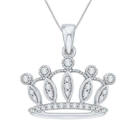 Silver Diamond Crown Logo - 1/6 CT. T.W. Diamond Crown Pendant in 10K White Gold | Diamond ...