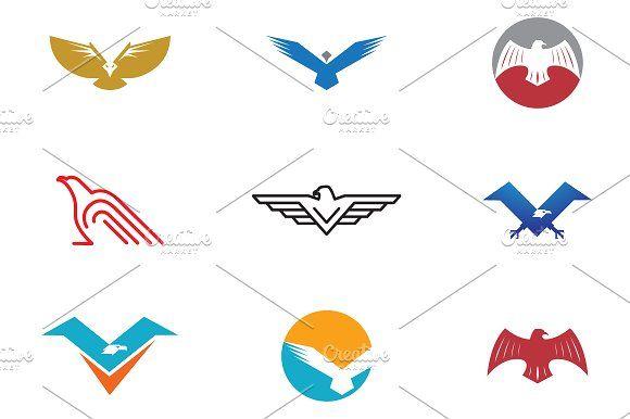 Eagle V Logo - Bird and Eagle Logo Symbol Logo Templates Creative Market