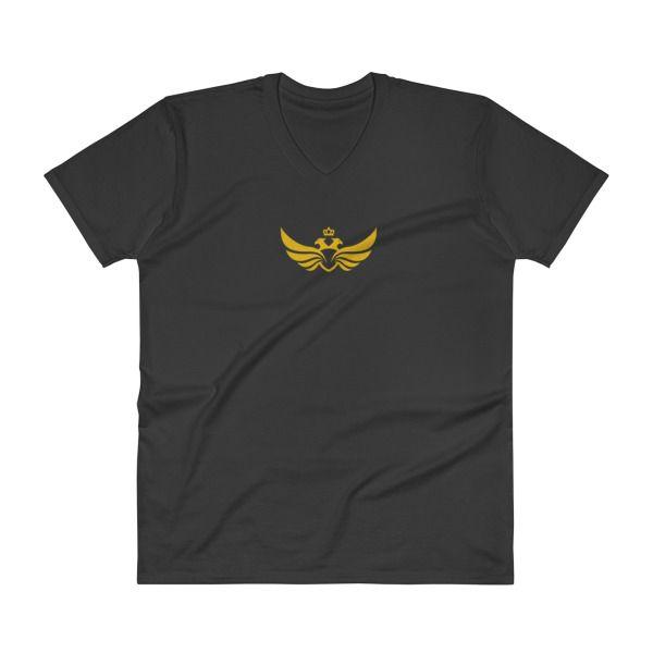 Eagle V Logo - Men's V Neck: Gold Large Eagle Logo