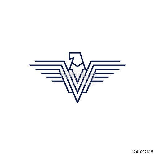 Eagle V Logo - falcon eagle v letter wings logo vector icon line outline