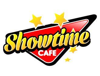 Red and Yellow Cafe Logo - Showtime Cafe logo design - 48HoursLogo.com