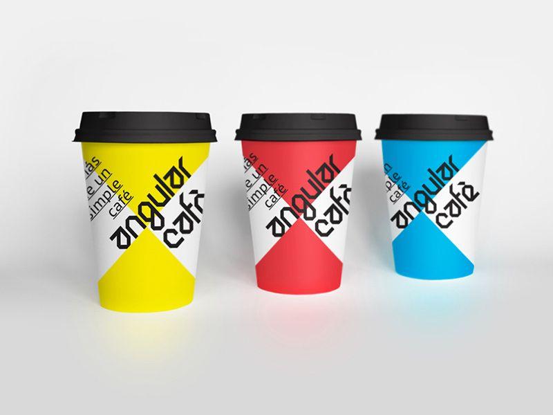 Red and Yellow Cafe Logo - Angular Café (paper cups)