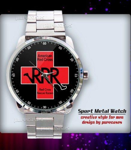 Watch with Red Cross Logo - New Rare American Red Cross Rescue Racers RRR Logo Sport Metal Watch