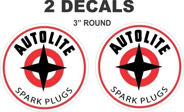 Autolite Spark Plug Logo - 2 Round Autolite Spark Plug Vinyl Decals | eBay