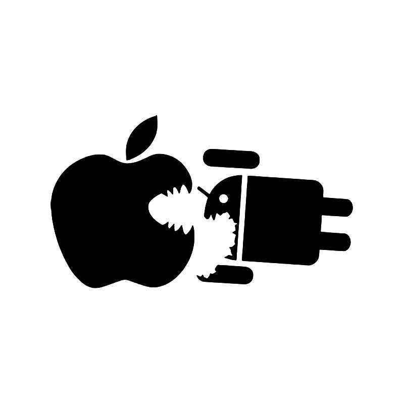 Droid Logo - Apple Eats Droid Logo Vinyl Sticker