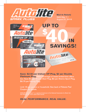 Autolite Spark Plug Logo - Fillable Online Autolite Spark Plug Rebate - RockAuto Fax Email ...