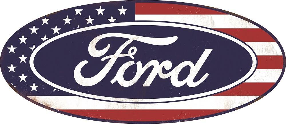 American Flag Ford Logo - Open Roads Brand Ford Oval American Flag Tin Sign 90159439 ...