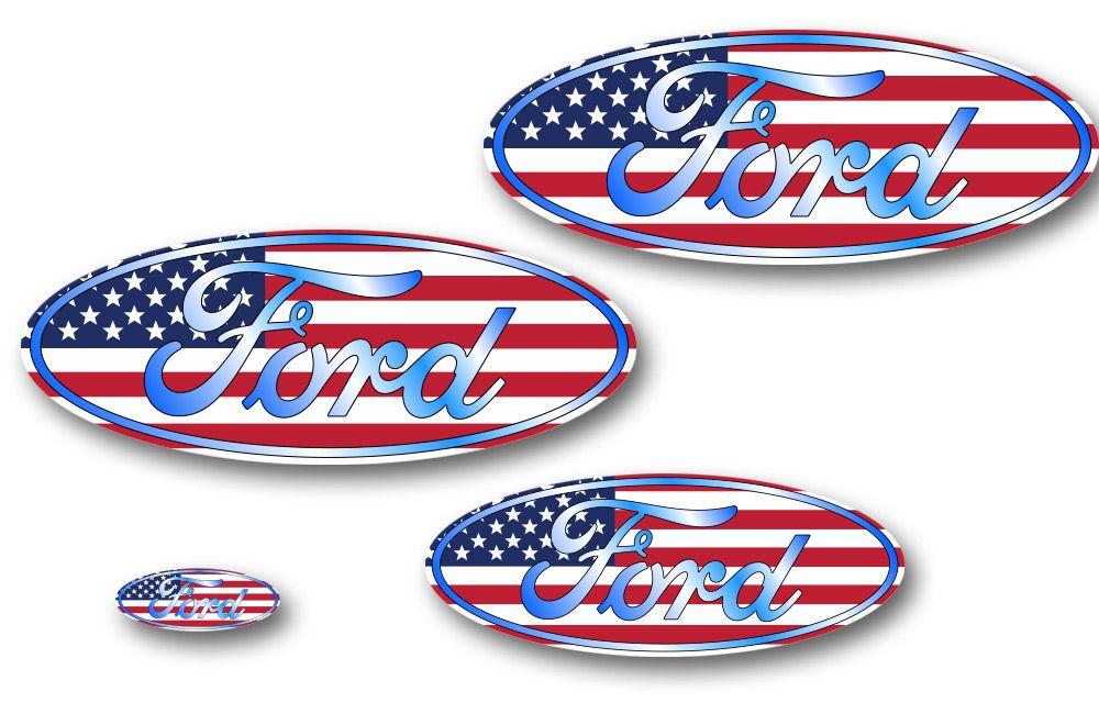 American Flag Ford Logo - Ford F-150 Vinyl Emblem Graphics for Front and Back of Vehicle
