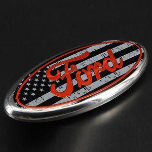 American Flag Ford Logo - 9 inch Black American Flag FORD Logo F150 Front Grill Tailgate Oval ...