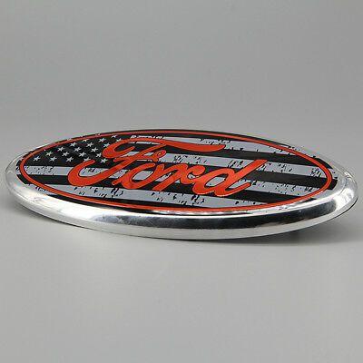 American Flag Ford Logo - BLACK AMERICAN Flag FORD 04 14 F150 Front Grille Emblem Oval