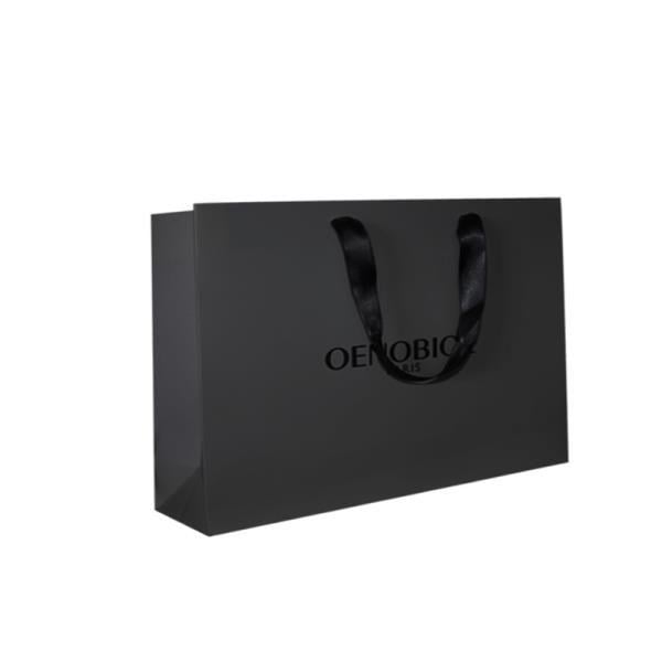 Black Spot Logo - black cardboard with spot UV logo ribbon handle Folder