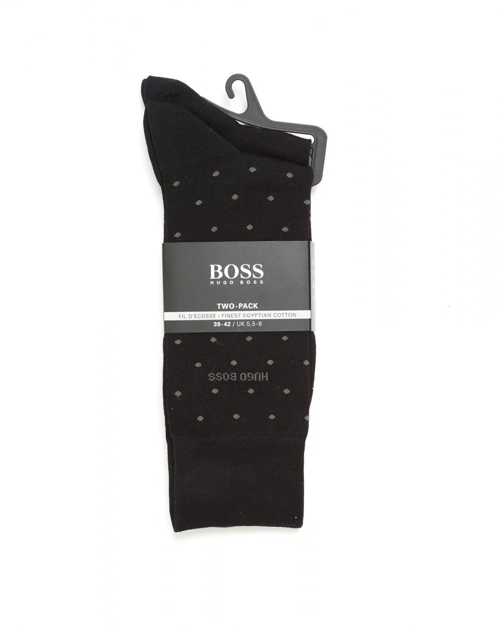 Black Spot Logo - Hugo Boss Body Mens Twopack RS Design Socks, Black Spot Logo Ankle Soc