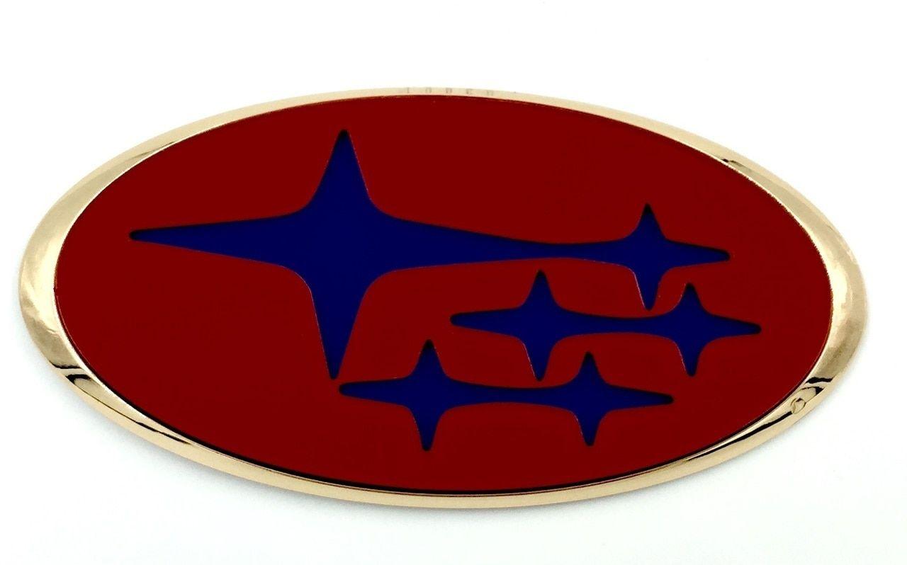 Red and Gold with 4 On the Front Logo - Subaru stars rear trunk hood grill custom color badge logo emblem ...