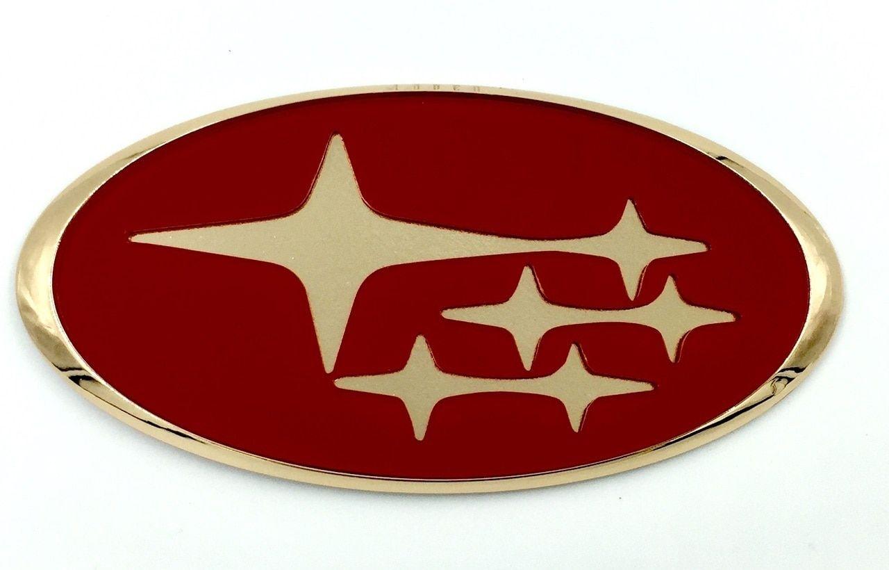 Red and Gold with 4 On the Front Logo - Subaru stars rear trunk hood grill custom color badge logo emblem ...