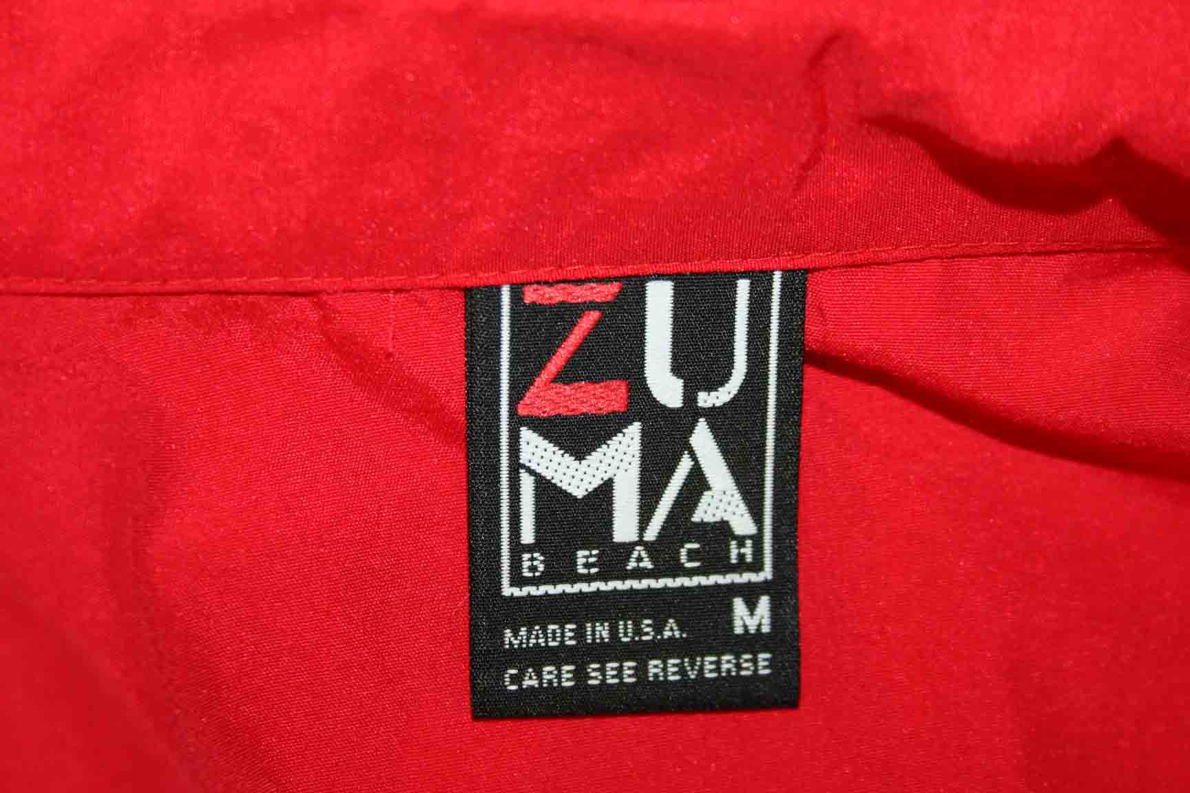 Red and Gold with 4 On the Front Logo - Mens M Vtg 80s Zuma Beach Surf Shirt Red Gold Stripe 1/4 Zip Pouch ...