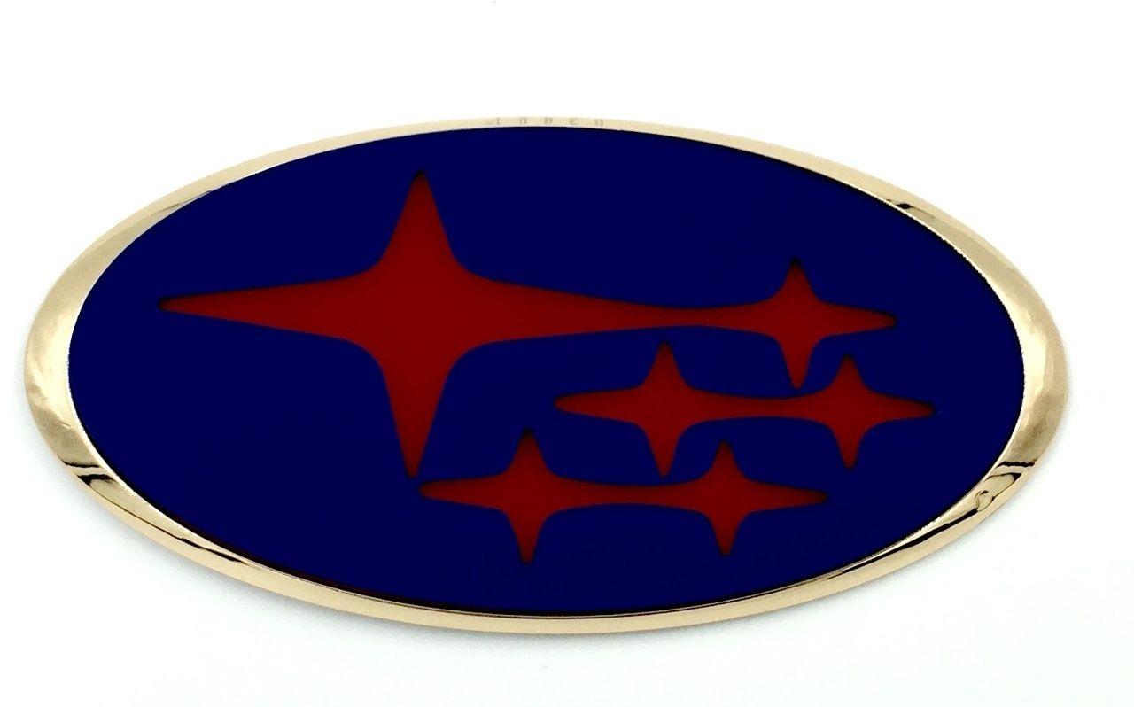 Red and Gold with 4 On the Front Logo - Subaru stars rear trunk hood grill custom color badge logo emblem ...