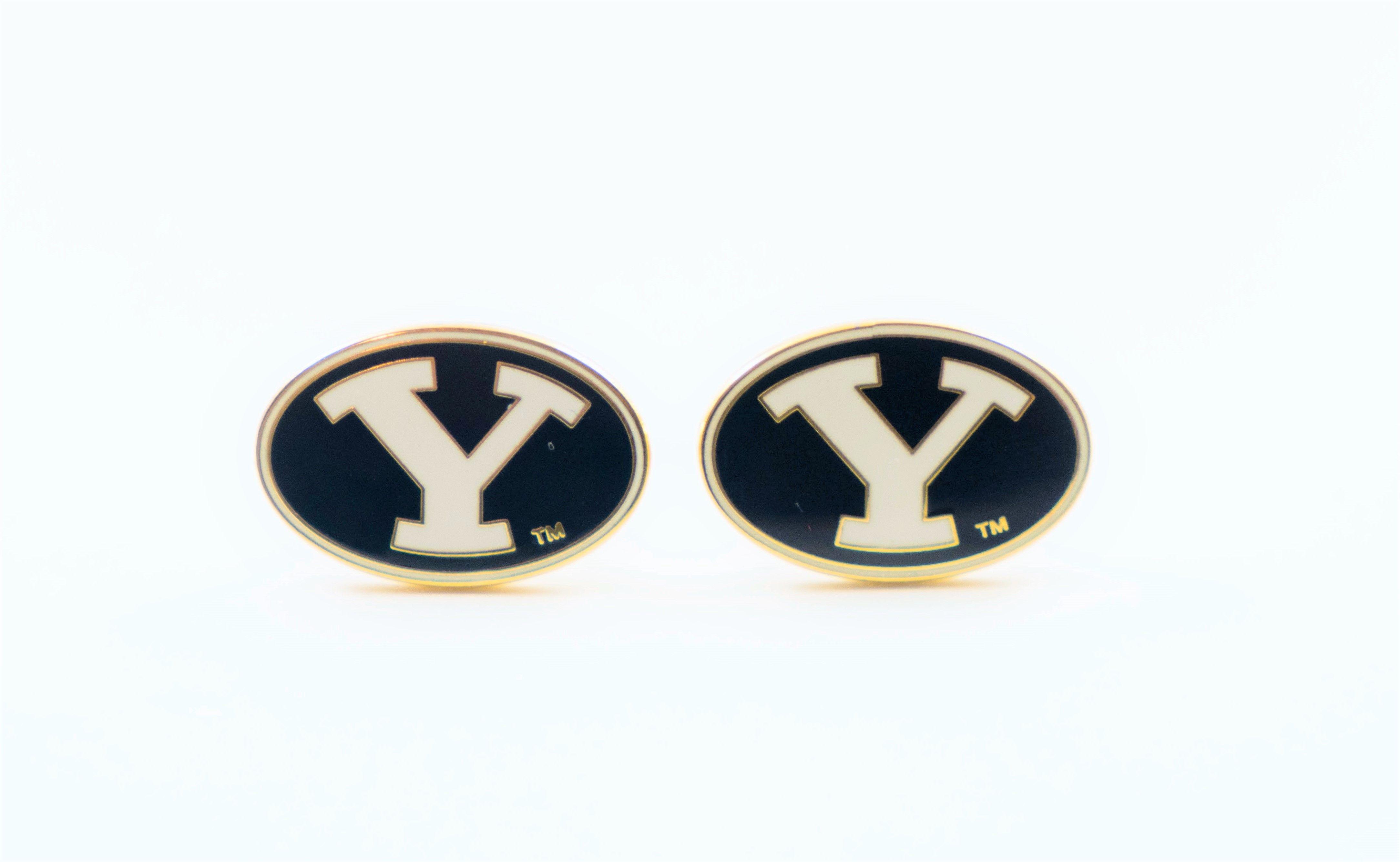 Blue Y College Logo - BYU Y Logo Cufflinks Brigham Young University — Gold Rim – Loud ...