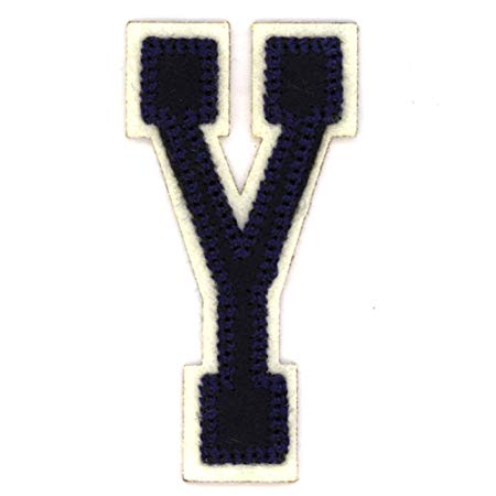 Blue Y College Logo - Alphabet varsity college style Letters iron on motif Blue Letter Y ...
