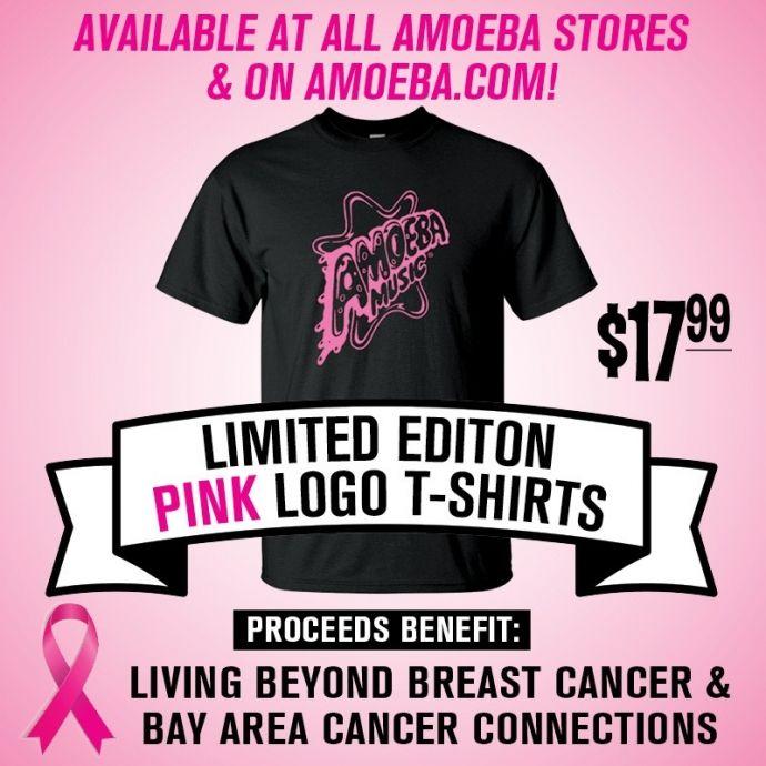 Pink Clothing Logo - Amoeba Music Edition Pink Logo T Shirt To Benefit Breast