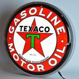 Red Globe Company Logo - Texaco back lit LED wall lamp red Star Texas Oil Company globe opti ...