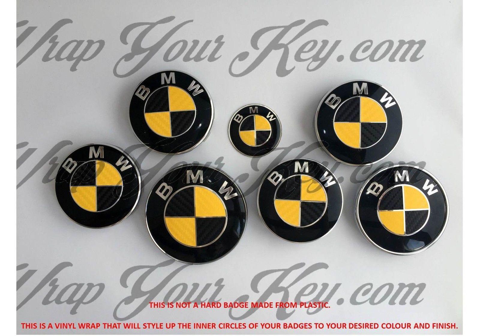 Black and Yellow M Logo - BLACK & YELLOW CARBON FIBER BMW Badge Emblem Overlay FITS ALL BMW M ...