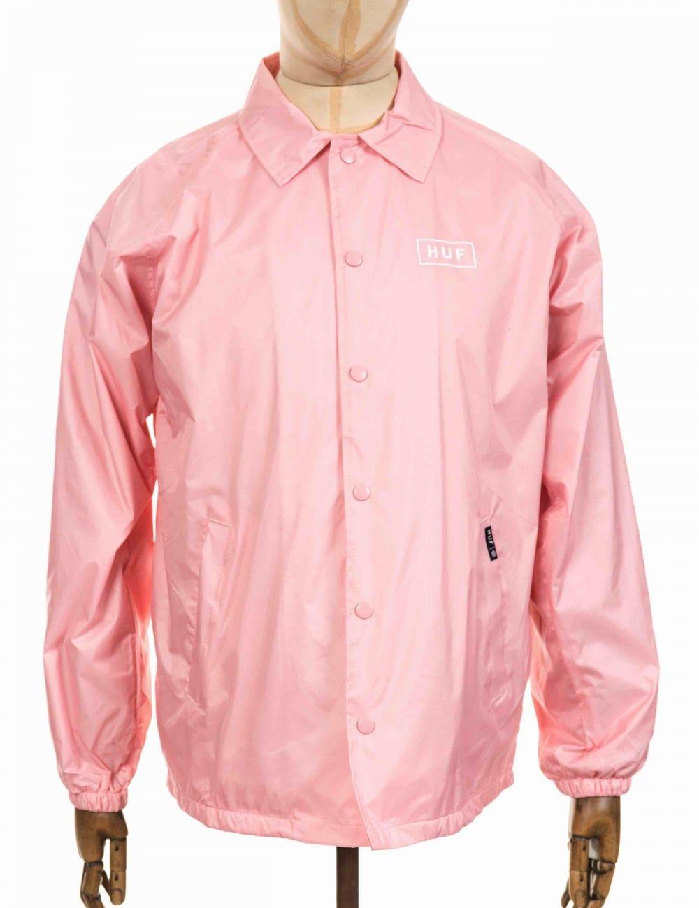 Pink Clothing Logo - Huf Box Logo Coach Jacket - Pink - Clothing from Fat Buddha Store UK