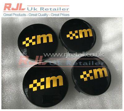 Black and Yellow M Logo - YELLOW M LOGO Black Base Focus St/Rs Alloy Wheel Centre Caps 60mm ...