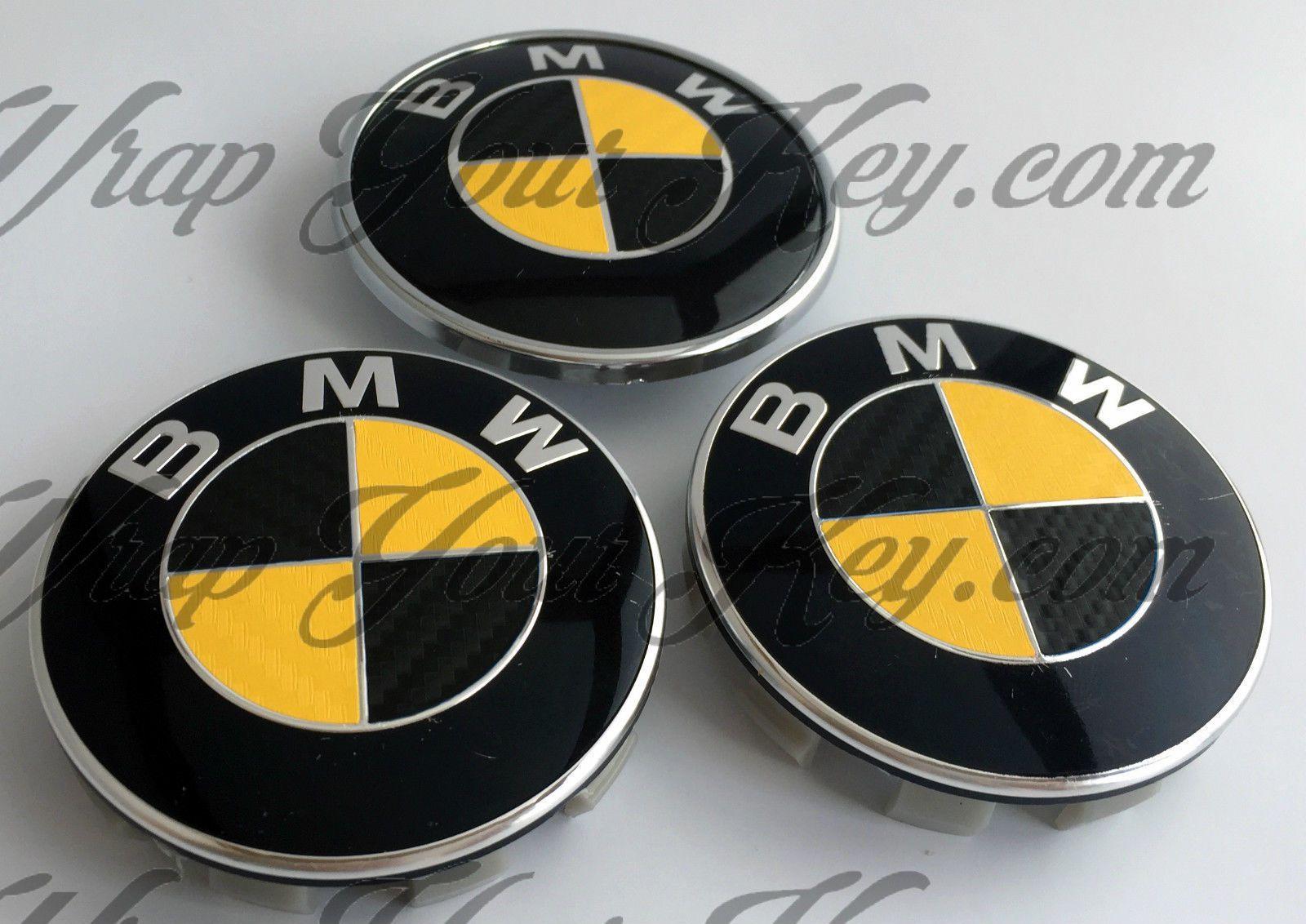 Black and Yellow M Logo - BLACK & YELLOW CARBON FIBER BMW Badge Emblem Overlay FITS ALL BMW M