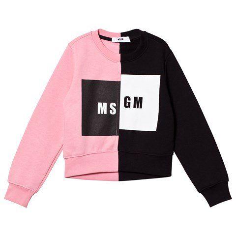 Pink Clothing Logo - MSGM Pink and Black Half Logo Sweatshirt
