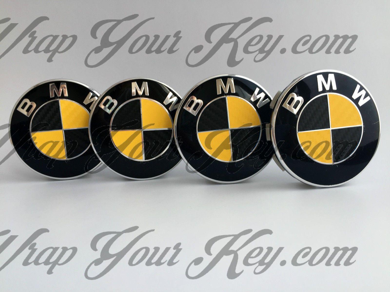 Black and Yellow M Logo - BLACK & YELLOW CARBON FIBER BMW Badge Emblem Overlay FITS ALL BMW M ...