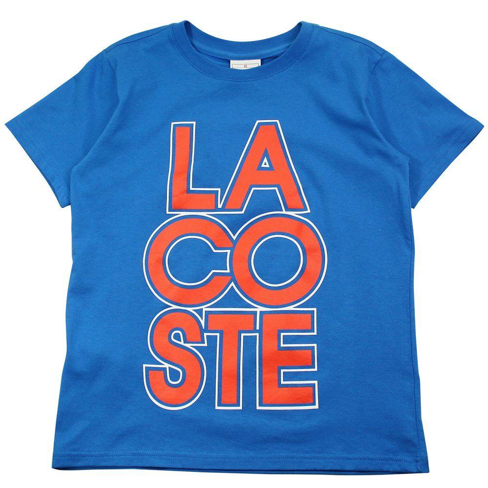 Blue Lacoste Logo - Lacoste Logo T.shirt Blue & Red - Boys from Designer Childrenswear UK