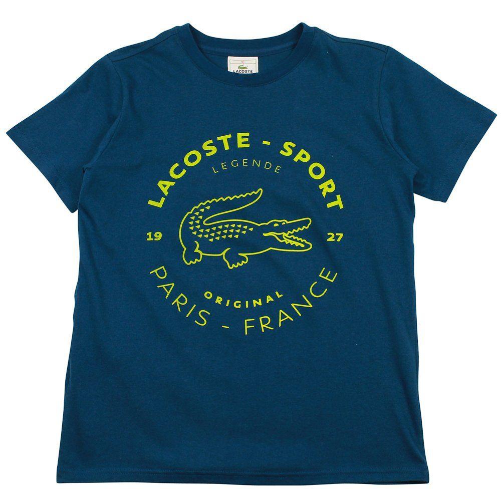 Blue Lacoste Logo - Lacoste Croc Logo S/s Top Petrol Blue & Green - Boys from Designer ...