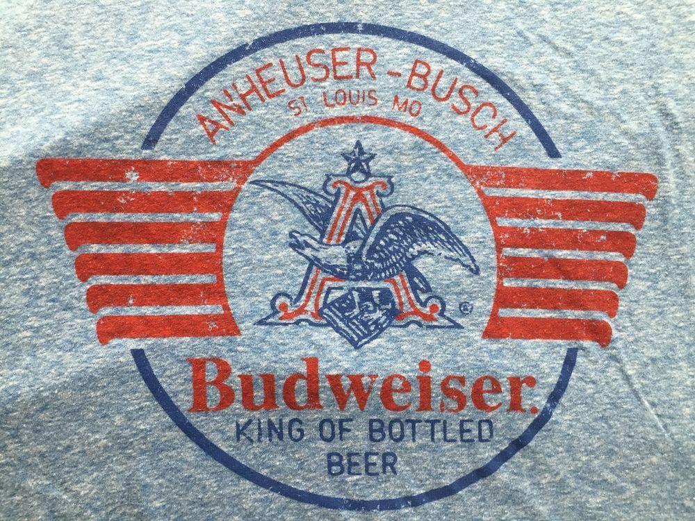 Budweiser Eagle Logo - Anheuser Busch Inc Budweiser Beer Vintage Faded Blue Eagle Logo Mens ...