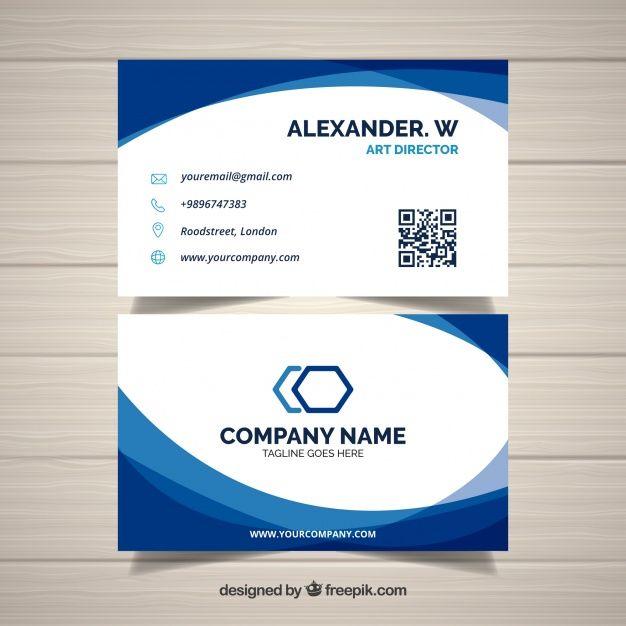 Blue White Brand Name Logo - Wavy blue and white business card Vector