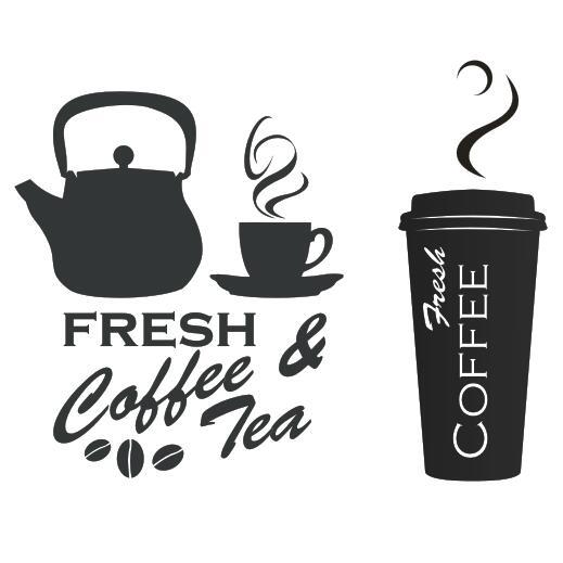 Coffee Cup Logo - Coffee Shop Vinyl Decal Fresh Coffee Tea Logo Mural Art Wall Sticker ...