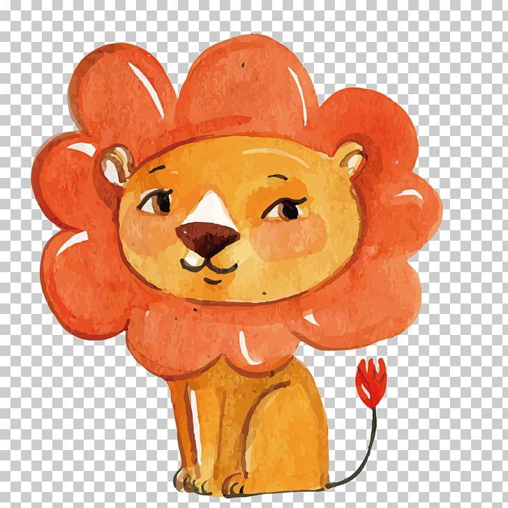 Little Orange Lion Logo - Lion Northern giraffe Watercolor painting, Little Lion, brown