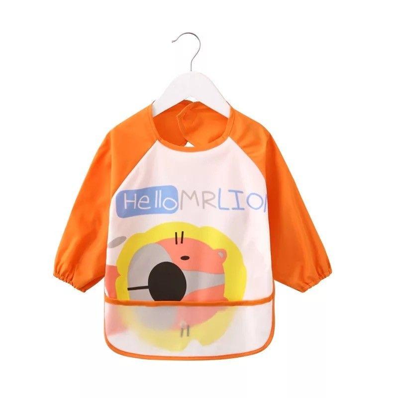 Little Orange Lion Logo - Little B House Waterproof Anti Dressed Long Sleeve Baby Bibs 81103
