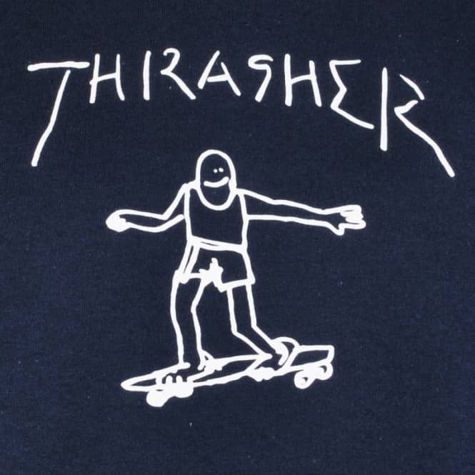 Thrasher Skate Logo - Thrasher Gonz By Mark Gonzales Skate T-Shirt - Navy - SKATE CLOTHING ...
