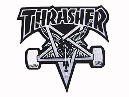 Thrasher Skate Logo - 9.5 Large Big Huge Jumbo Thrasher skate LOGO Biker Back Jacket T ...